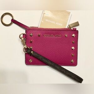 🌹🍃New Michael Kors Signature Jet Set Coin CC Key Purse Wallet w/Wristlet Strap